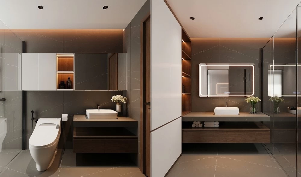 Mẫu thiết kế nội thất nhà vệ sinh hiện đại cho căn hộ chung cư Việt Hưng
