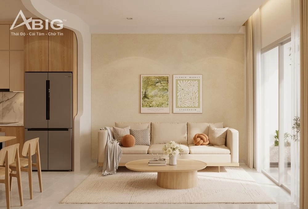 Mẫu thiết kế phòng khách hiện đại cho căn hộ chung cư Sunshine Riverside rộng 65m2