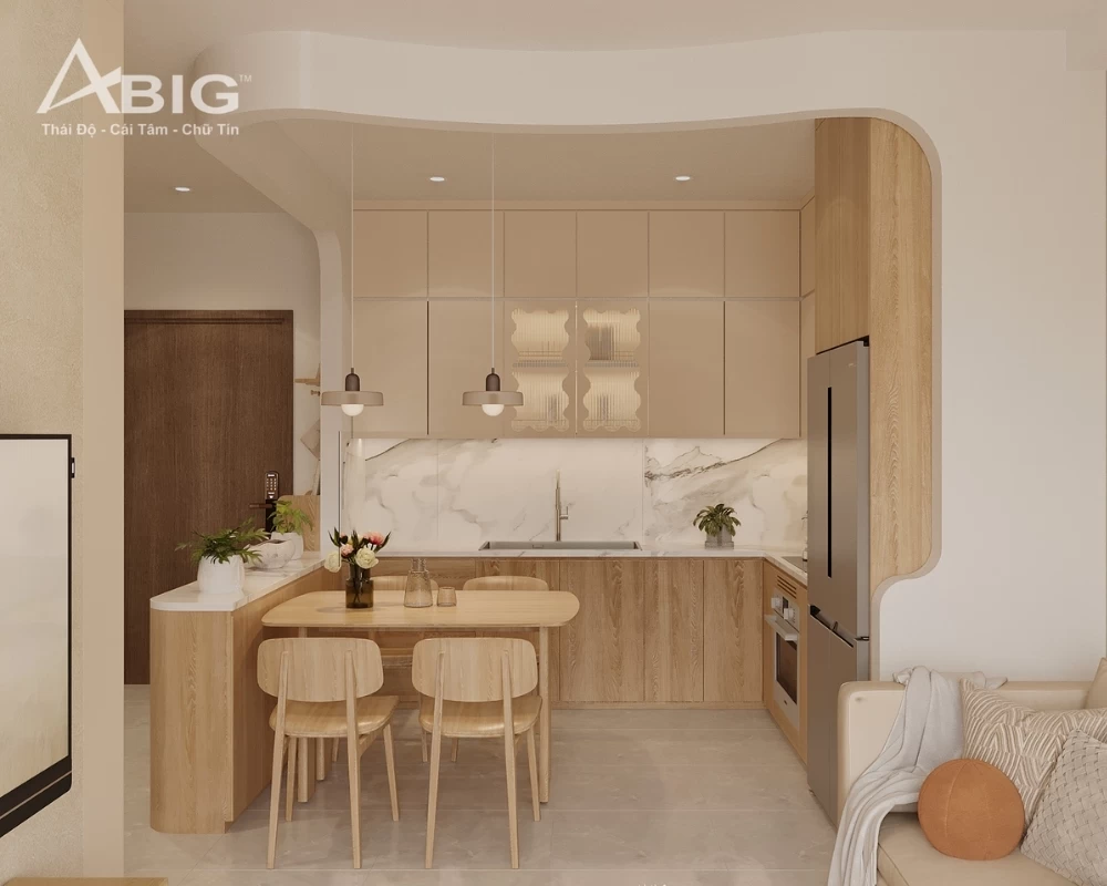 Mẫu thiết kế phòng bếp hiện đại cho căn hộ chung cư Sunshine Riverside rộng 65m2