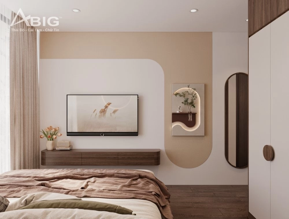 Mẫu thiết kế phòng ngủ có trang trí cây cảnh cho căn hộ chung cư Sunshine Sky City