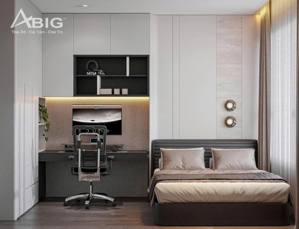 Mẫu thiết kế phòng ngủ phụ cho căn hộ chung cư Ascent Lakeside rộng 98m2