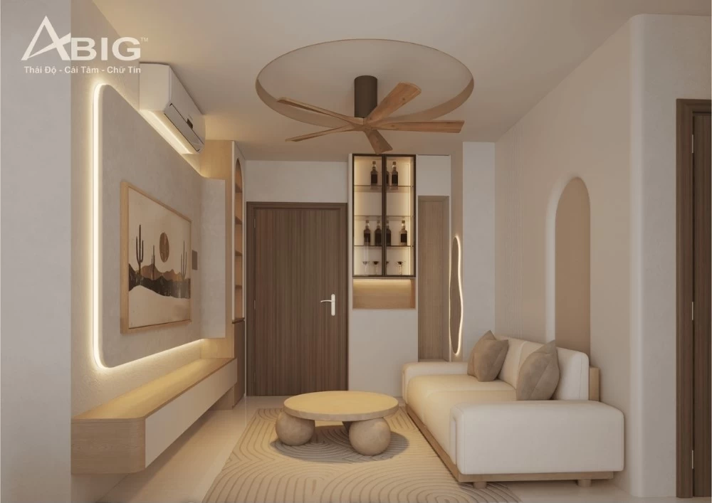 Mẫu thiết kế phòng khách hiện đại cho căn hộ chung cư Vinhomes rộng 100m2