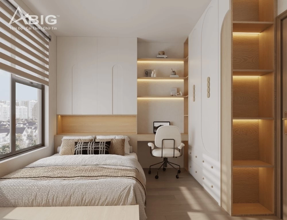 Mẫu thiết kế phòng ngủ phụ 1 cho căn hộ chung cư Vinhomes rộng 100m2