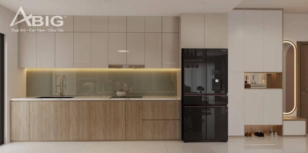Mẫu thiết kế phòng bếp hiện đại cho căn hộ chung cư Celadon City rộng 119m2