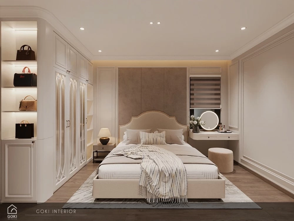 Mẫu thiết kế phòng ngủ luxury cho căn hộ phong cách tân cổ điển hiện đại