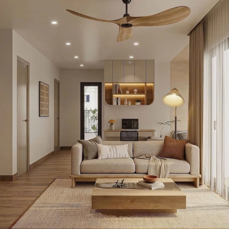 Mẫu thiết kế phòng khách chung cư phong cách Scandinavian rộng 64m2 