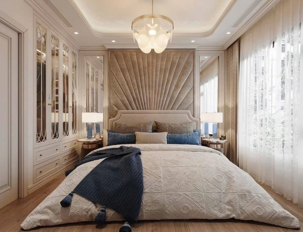 Mẫu thiết kế phòng ngủ sang trọng cho căn hộ chung cư tân cổ điển rộng 88m2