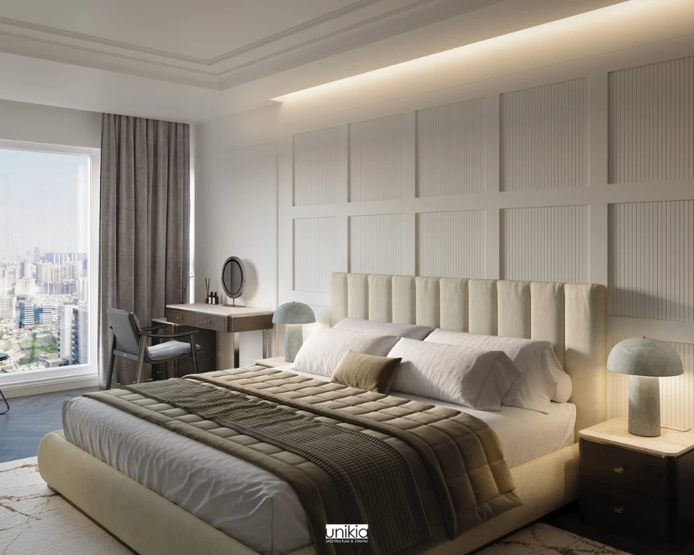 Mẫu thiết kế phòng ngủ cho căn hộ chung cư tân cổ điển rộng 160m2