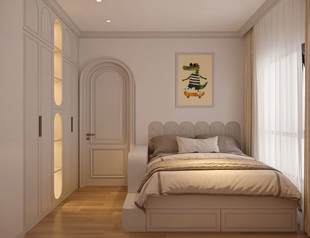 Mẫu thiết kế phòng ngủ 2 cho căn hộ chung cư tân cổ điển rộng 188m2