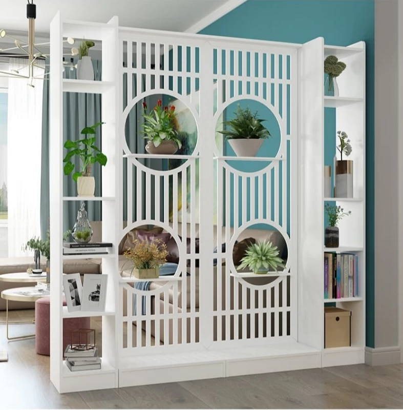 Mẫu vách ngăn phòng khách dạng kệ trang trí