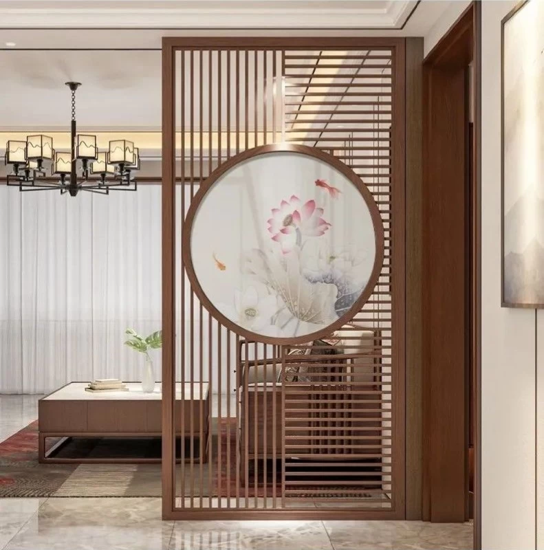 Mẫu vách ngăn phòng khách kết hợp tranh trang trí phong thủy