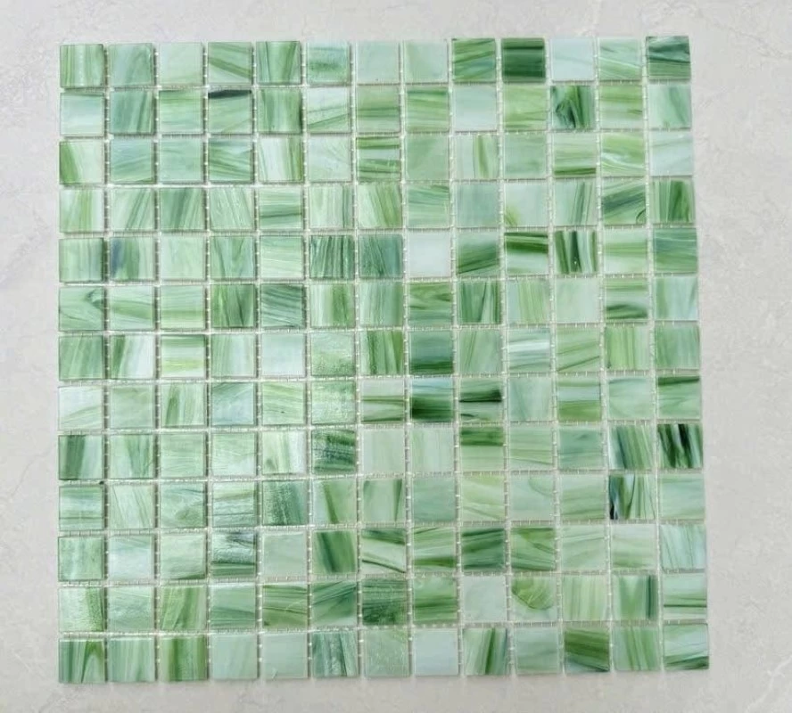 Mẫu gạch khảm Mosaic thủy tinh màu xanh ngọc