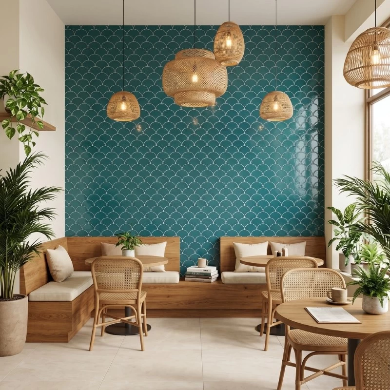 Gạch mosaic dạng vảy cá được phủ lớp men bóng