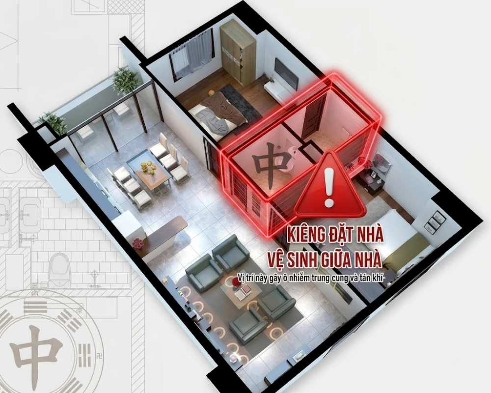 Đặt nhà vệ sinh giữa nhà là một trong những điều kiêng kỵ khi xây nhà