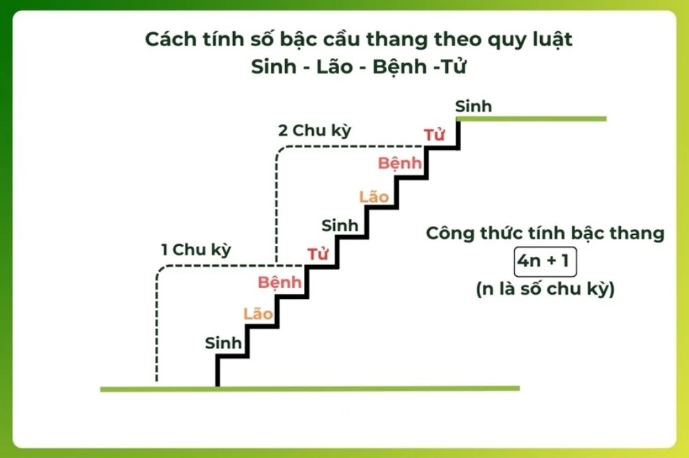 Cách tính số bậc cầu thang theo quy luật sinh - lão - bệnh - tử