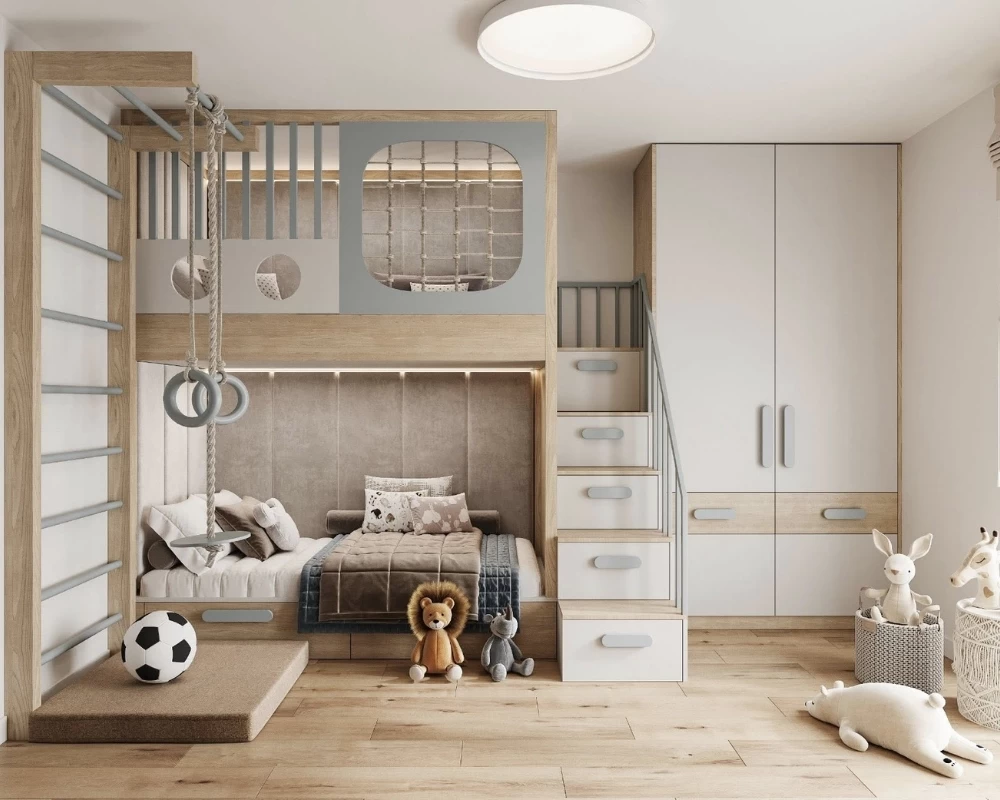 Mẫu phòng ngủ cho các bé trai đam mê vận động, thể thao