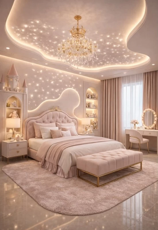 Mẫu phòng ngủ công chúa thanh lịch, cao cấp