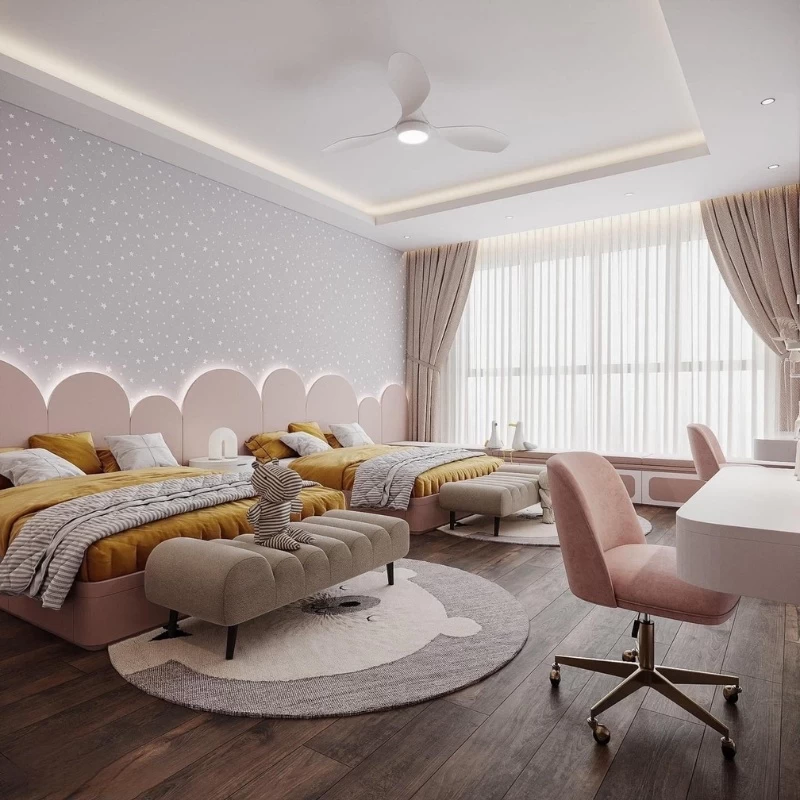 Mẫu phòng ngủ có 2 giường cho các bé