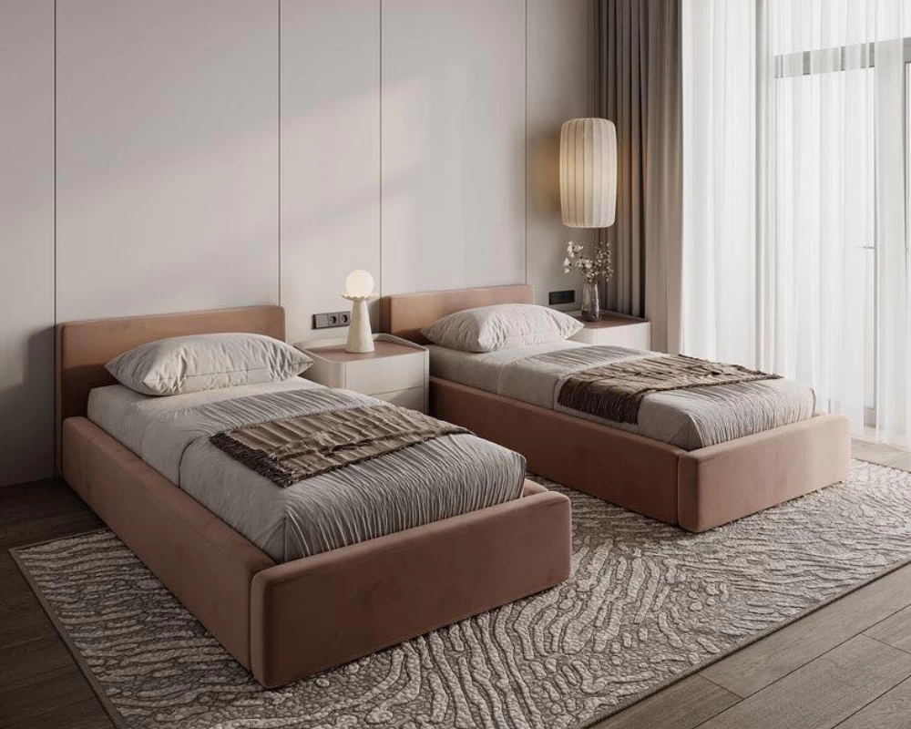 Giường ngủ được bo tròn các góc