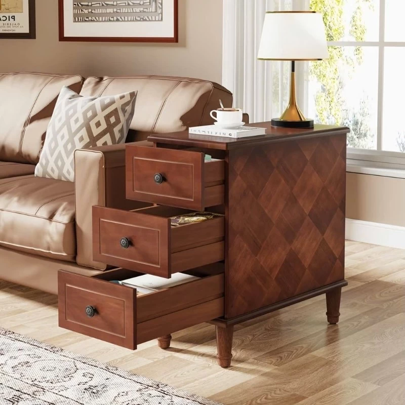 Mẫu táp đầu giường làm bằng gỗ cao su phủ veneer