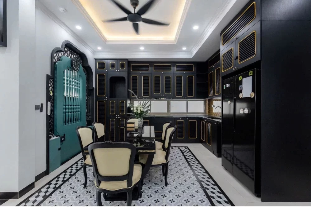 Mẫu thiết kế phòng bếp phong cách Indochine hiện đại, trang nhã