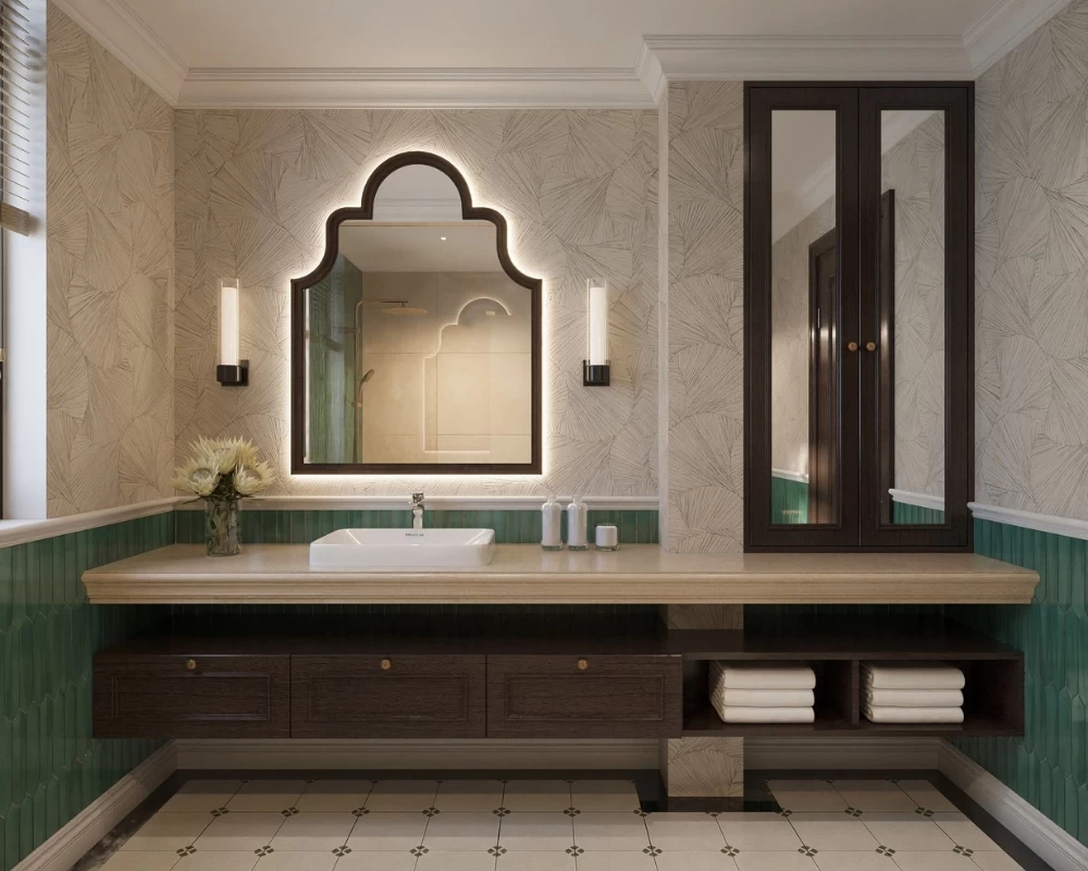 Mẫu thiết kế phòng tắm Indochine thanh lịch, trang nhã