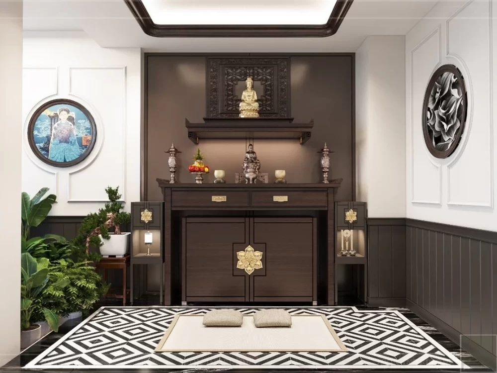 Mẫu phòng thờ đậm chất Đông Dương