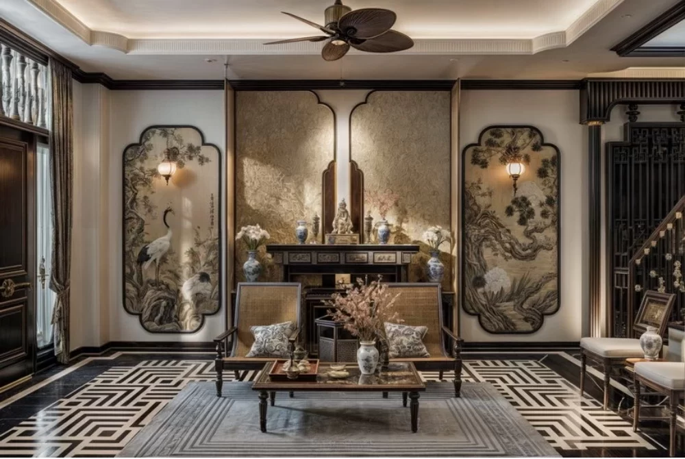 Mẫu phòng thờ Indochine sang trọng, lộng lẫy