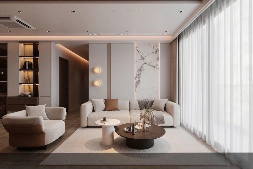 Mẫu thiết kế nội thất chung cư theo phong cách tối giản Minimalism lấy tông màu trắng làm chủ đạo