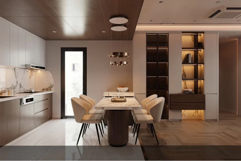 Mẫu thiết kế khu vực ăn uống của căn hộ phong cách Minimalism