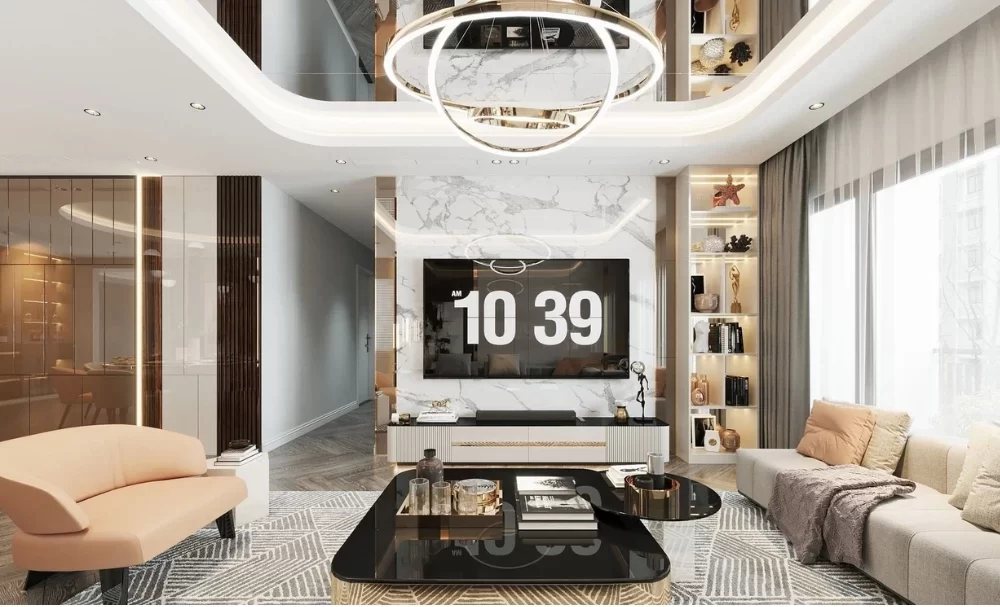 Mẫu thiết kế nội thất phòng khách chung cư theo phong cách luxury
