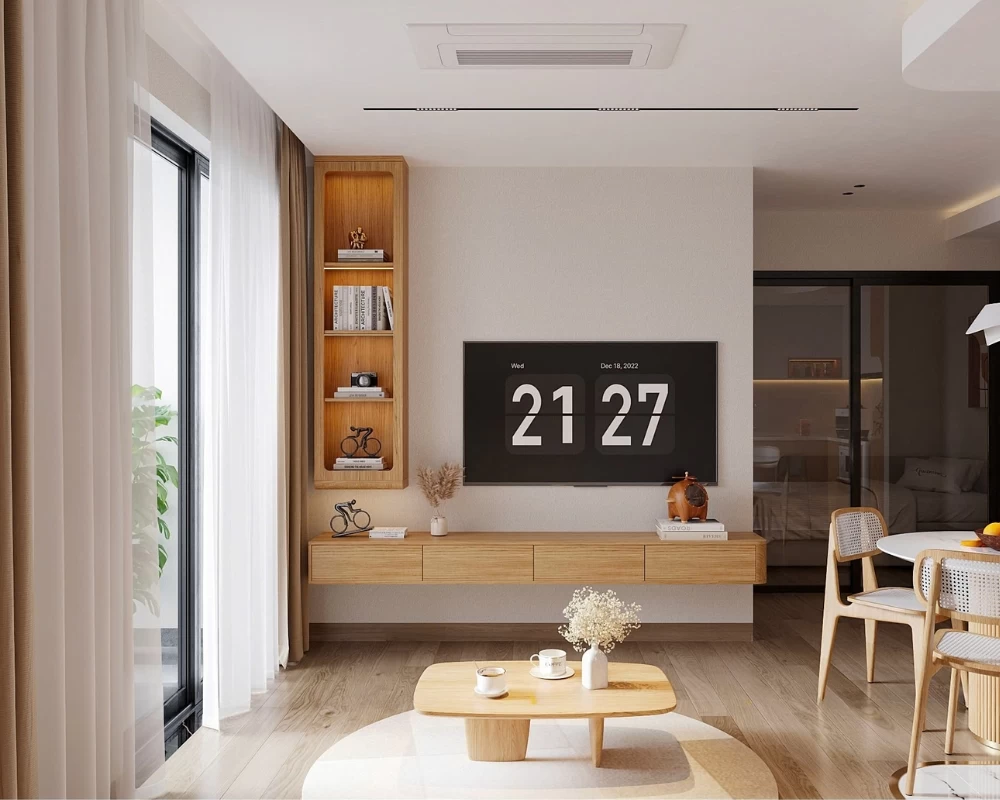 Mẫu thiết kế nội thất phòng khách chung cư dưới 50m2