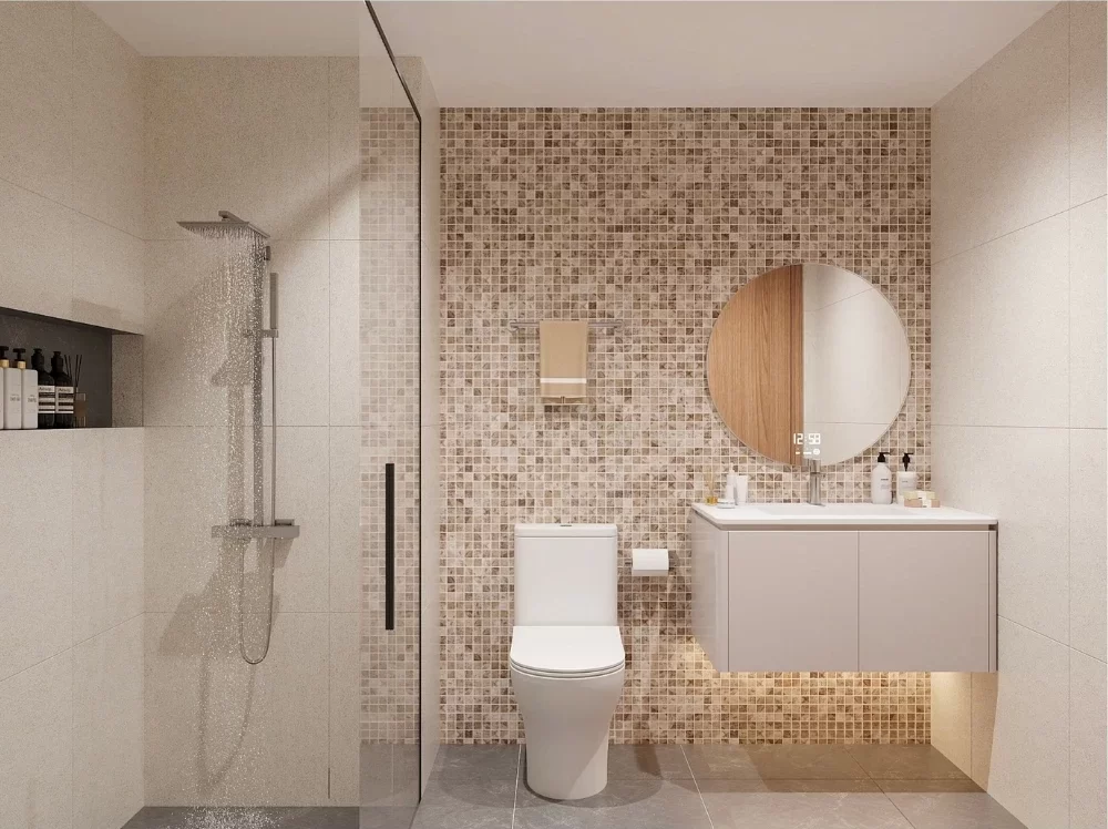 Mẫu thiết kế nội thất phòng tắm cho căn hộ chung cư dưới 50m2