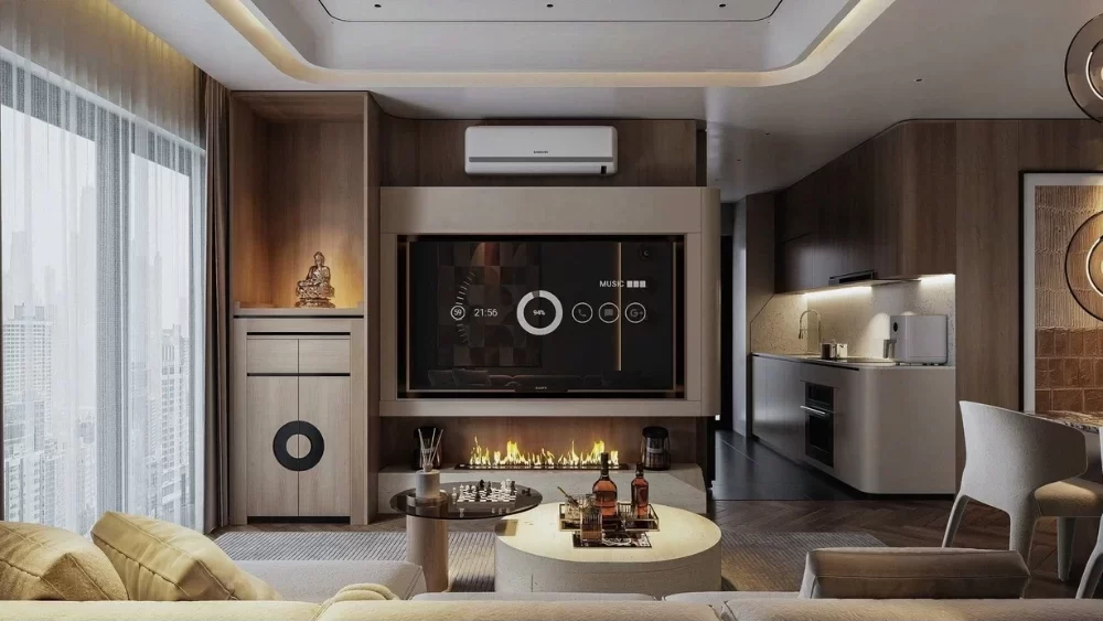 Mẫu thiết kế nội thất phòng khách chung cư diện tích 70m²