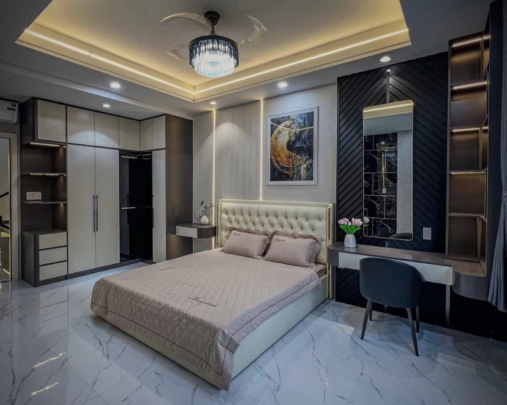 Mẫu thiết kế phòng ngủ nhà phố theo phong cách luxury