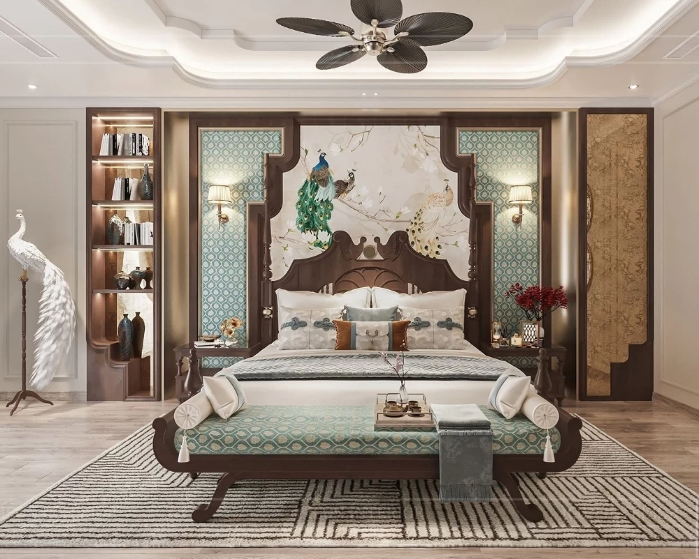 Mẫu phòng ngủ nhà phố được thiết kế theo phong cách nội thất Indochine