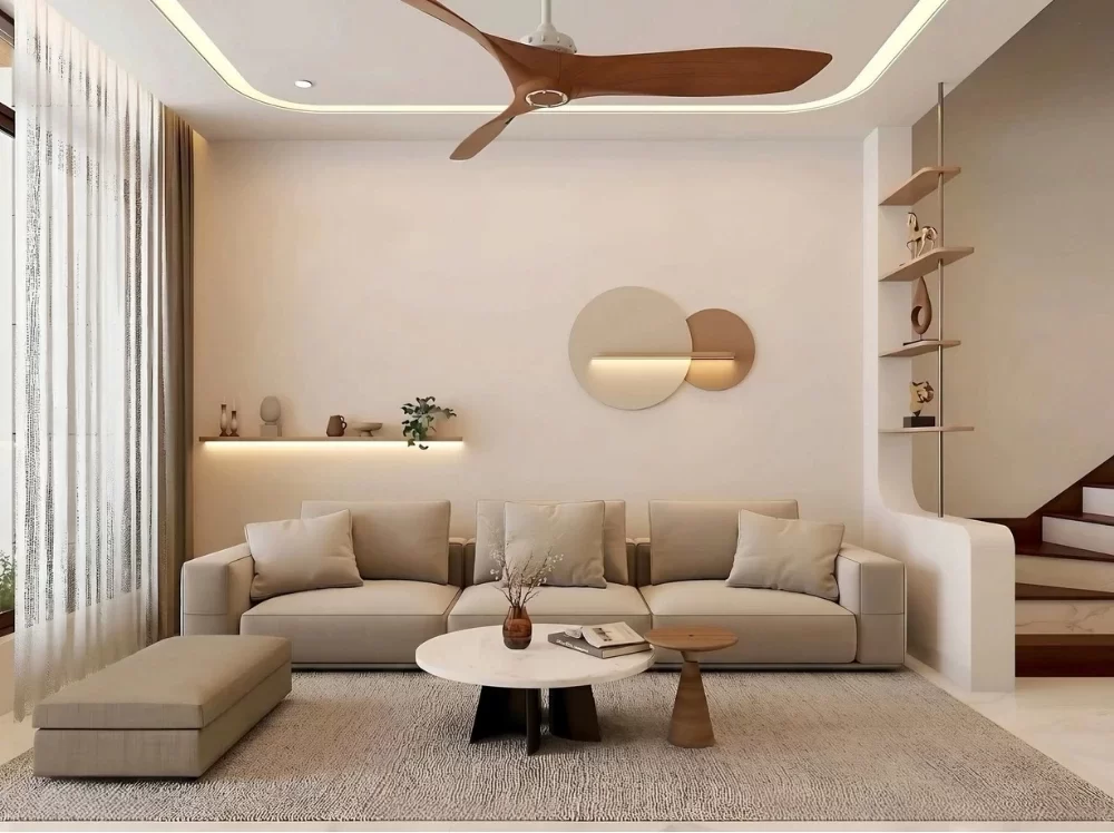 Phòng khách nhà phố 100m² sử dụng bộ ghế sofa cỡ lớn