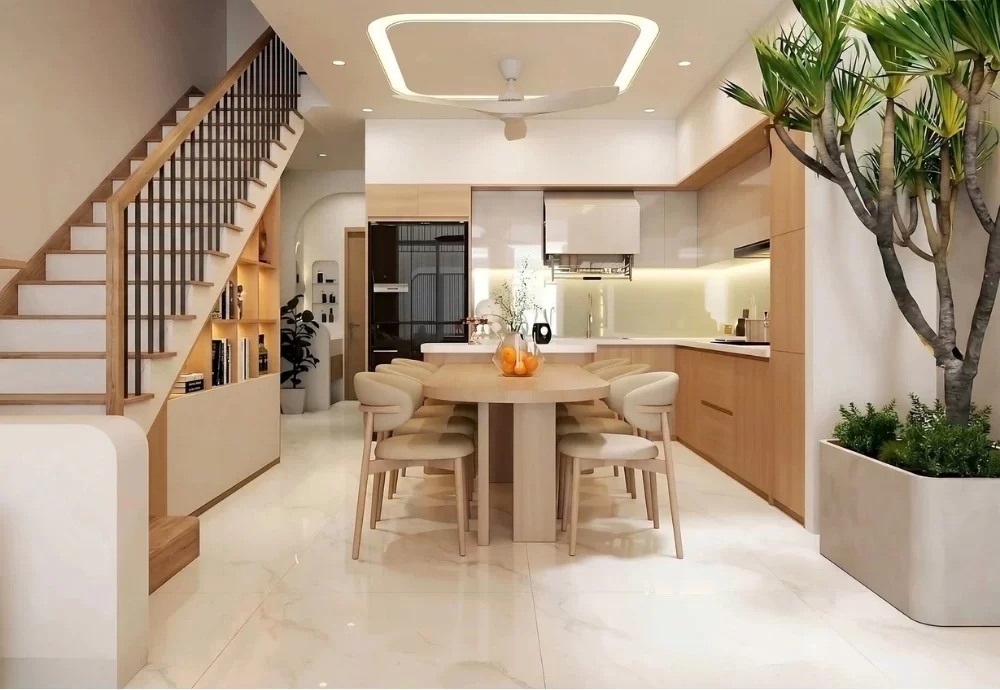 Mẫu thiết kế phòng bếp và phòng ăn nhà phố diện tích 100m2