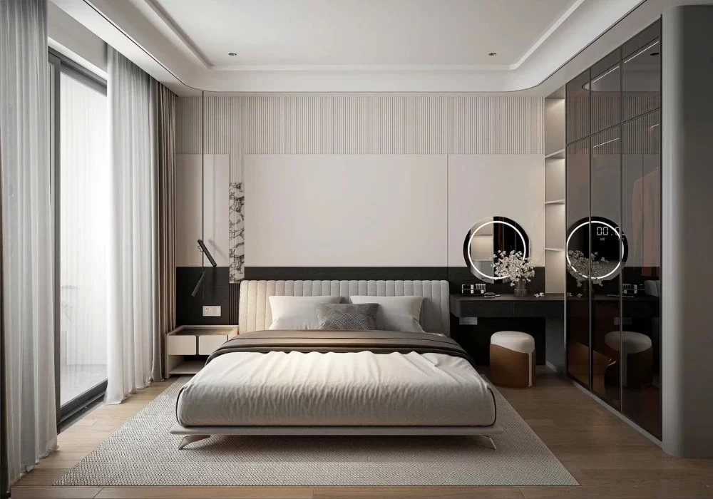 Mẫu thiết kế nội thất phòng ngủ master cao cấp cho nhà phố 2 tầng