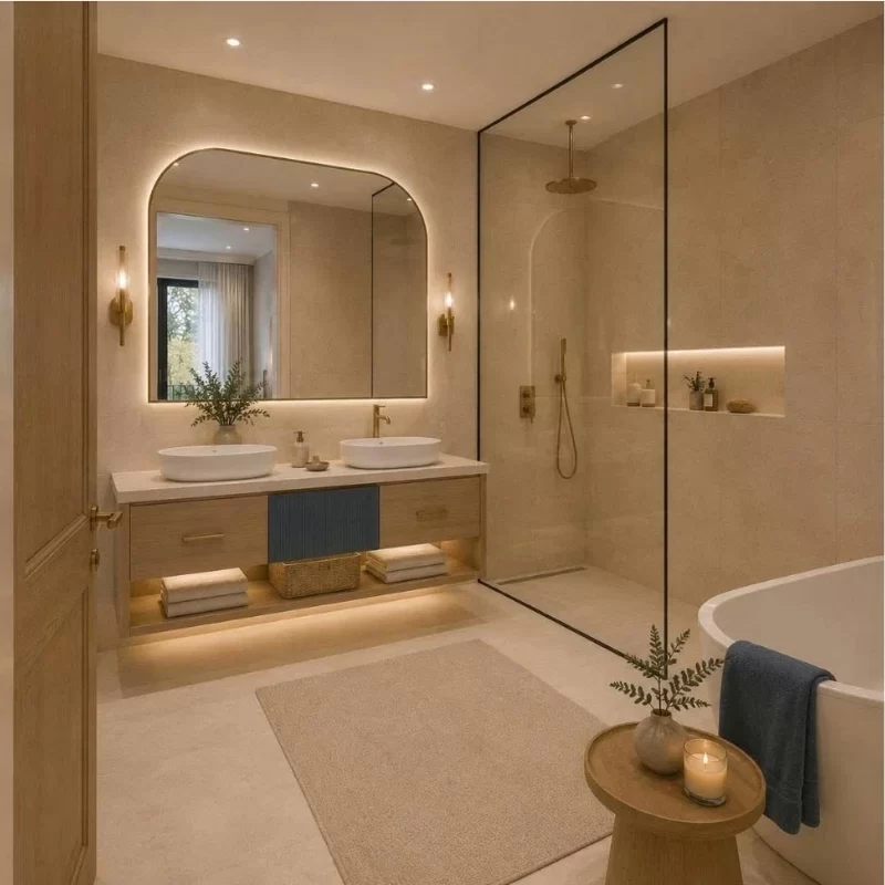 Mẫu thiết kế nội thất phòng tắm nhà phố 3 tầng