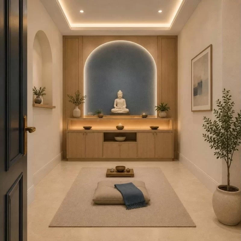 Mẫu thiết kế nội thất phòng thờ của nhà phố 3 tầng