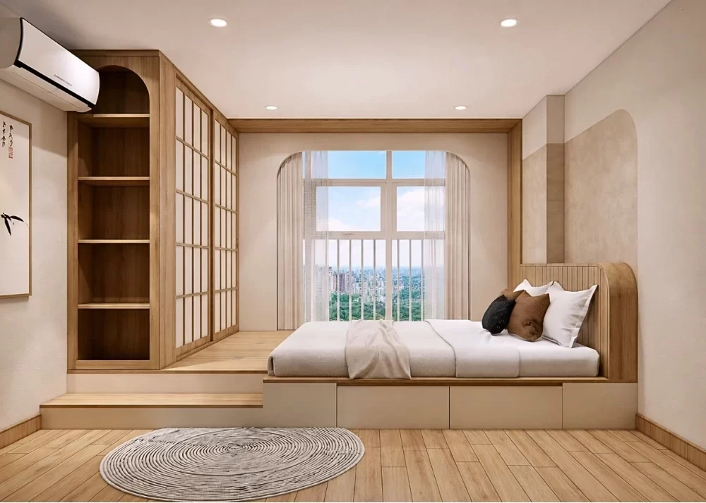 Mẫu thiết kế phòng ngủ cho căn hộ theo style Nhật Bản