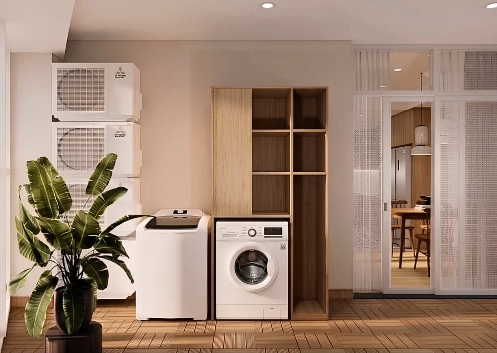 Mẫu thiết kế khu vực để máy giặt